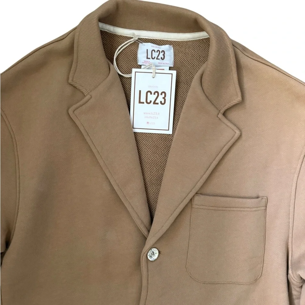 LC23 Handmade in Puglia Italy Camel Fleece Casual Blazer NWT Sz Large